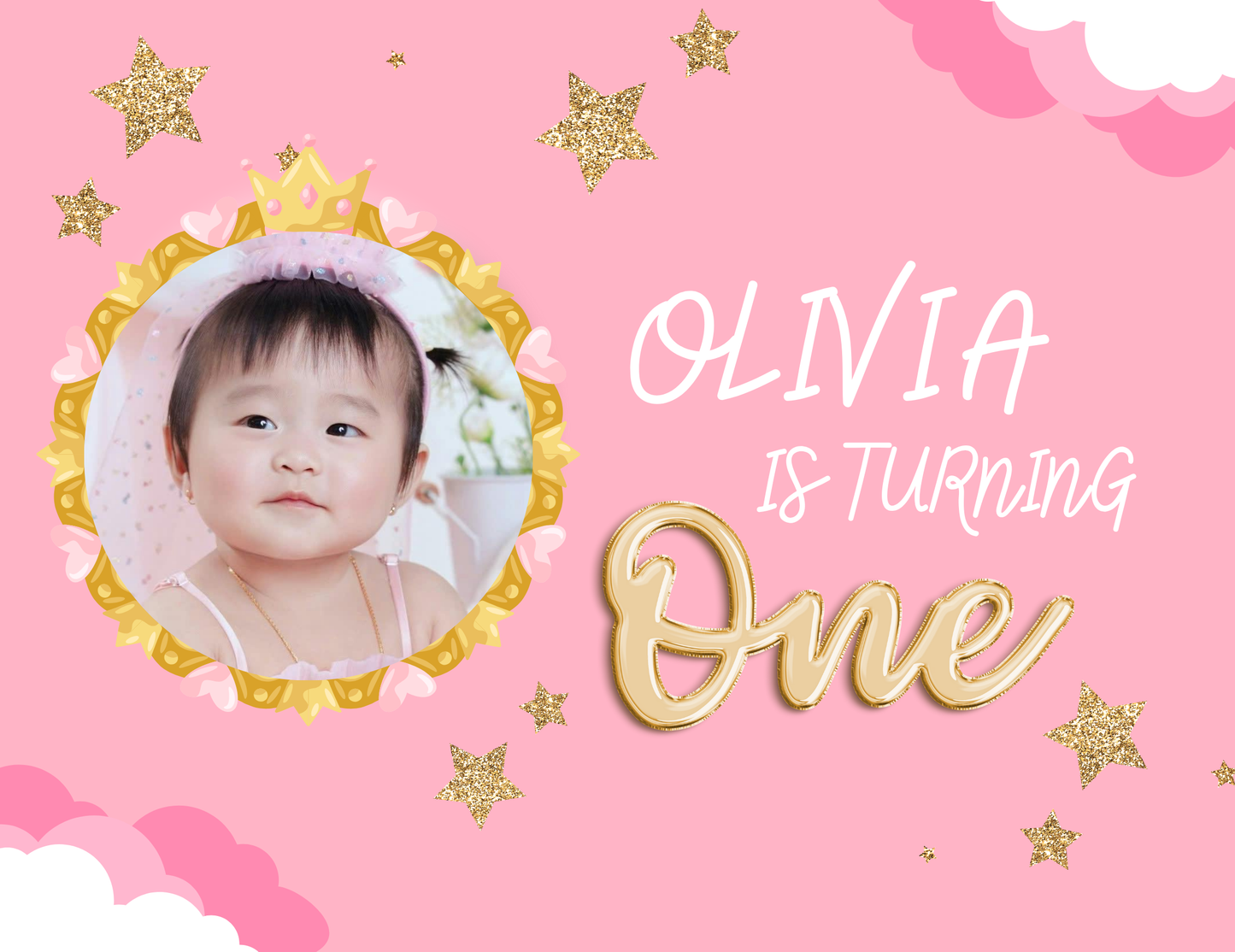 Pink & Gold Birthday Banner