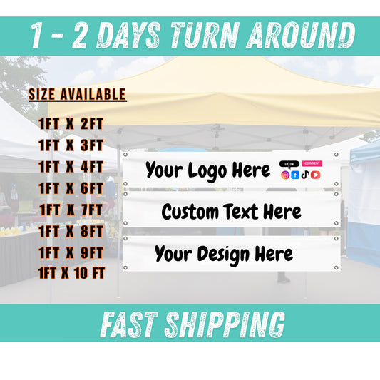 Custom Pop-Up Vinyl Banner – Vendor & Tent Banners with Grommets