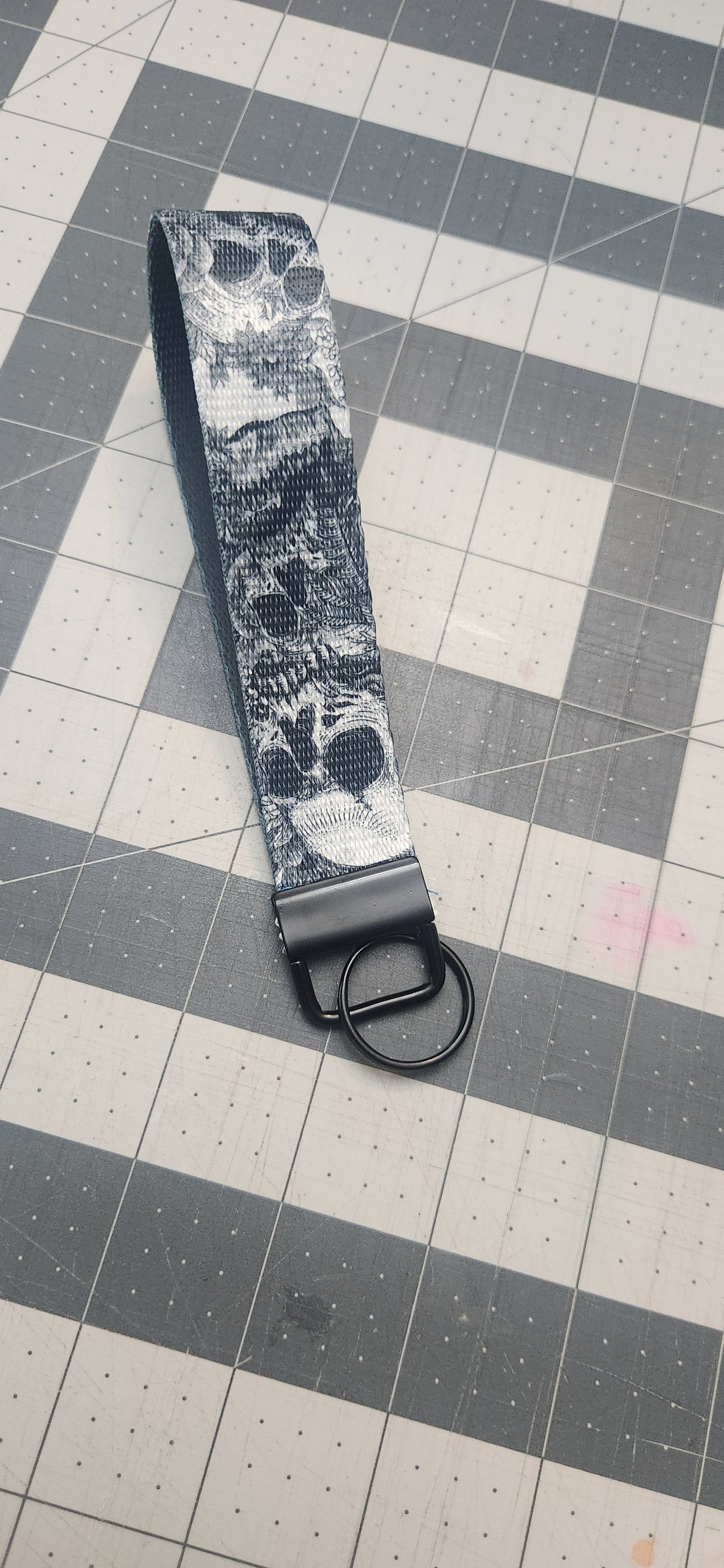 B/W Skull Keychain & Wristlet- Edgy and Bold Accessories