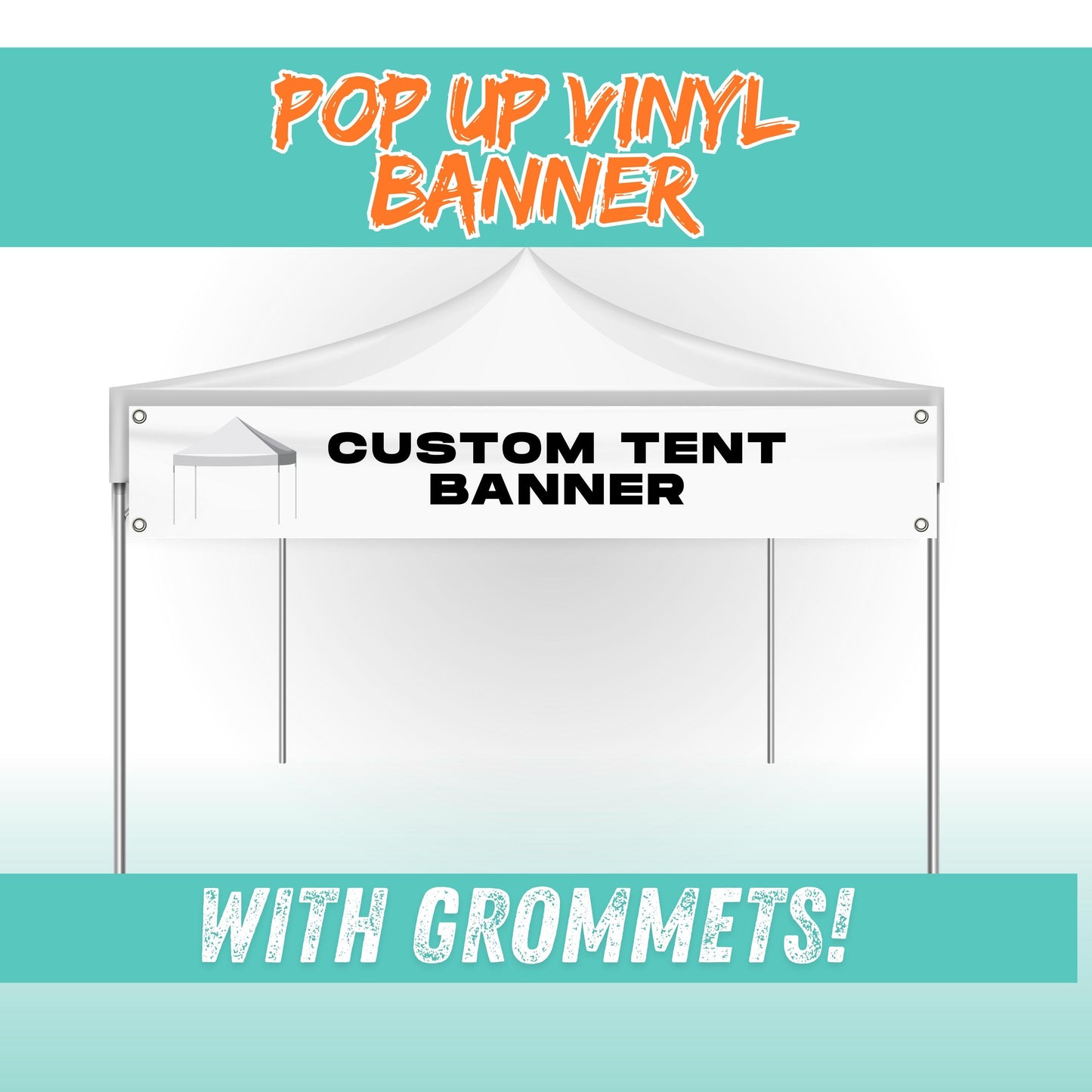 Custom Pop-Up Vinyl Banner – Vendor & Tent Banners with Grommets